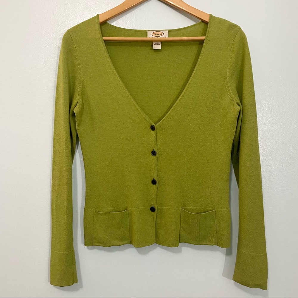 Vintage Talbots Apple Green Cropped Cardigan Size XSP